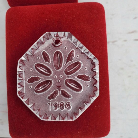 1988 Waterford Crystal 12 Days Christmas 5 Golden Rings Snowflake Ornament - Picture 9 of 12